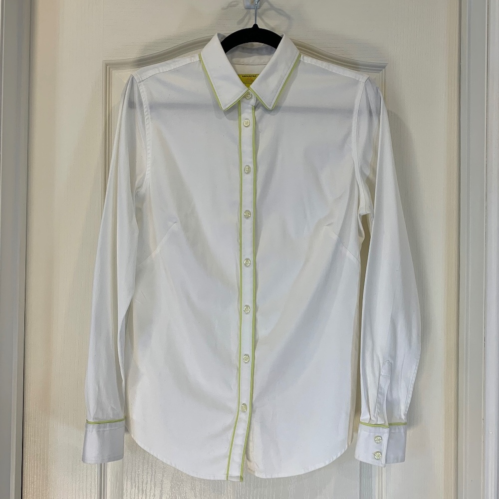 Banana Republic – Milly Collection Blouse | Size 10 white with‎ neon accent